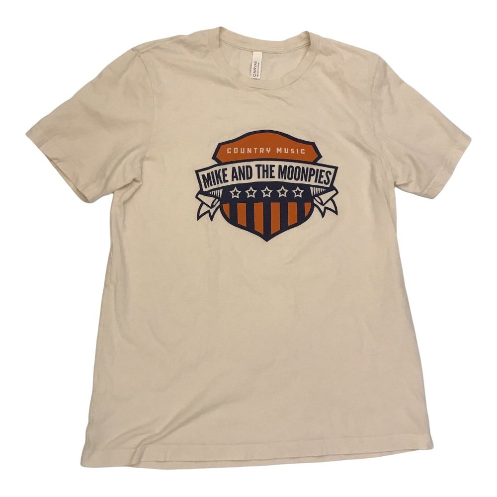 Country Music Mike and the Moonpies Womens T-Shirt Cream Blue Orange Size Large